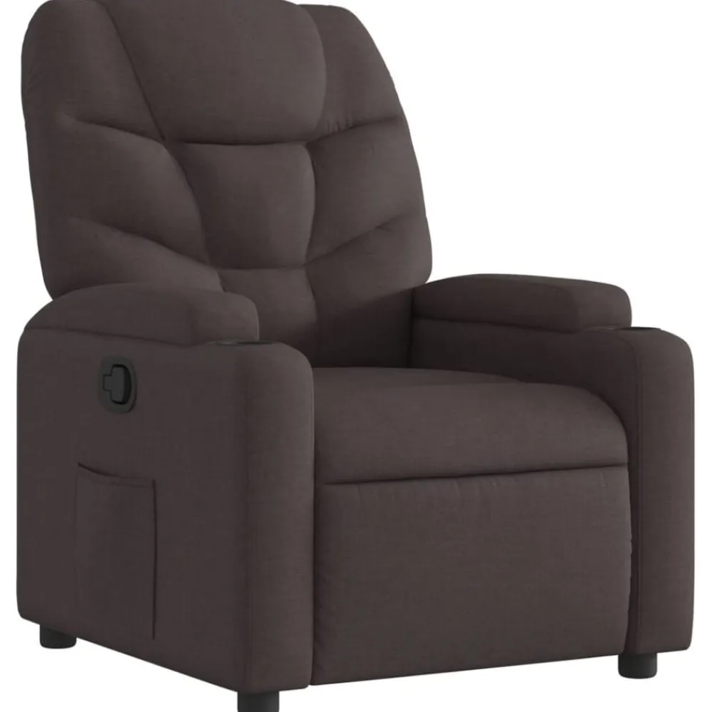vidaXL Sillón reclinable de tela marrón oscuro Marrón oscuro Discount