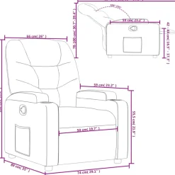 vidaXL Sillón reclinable de tela marrón oscuro Marrón oscuro Discount