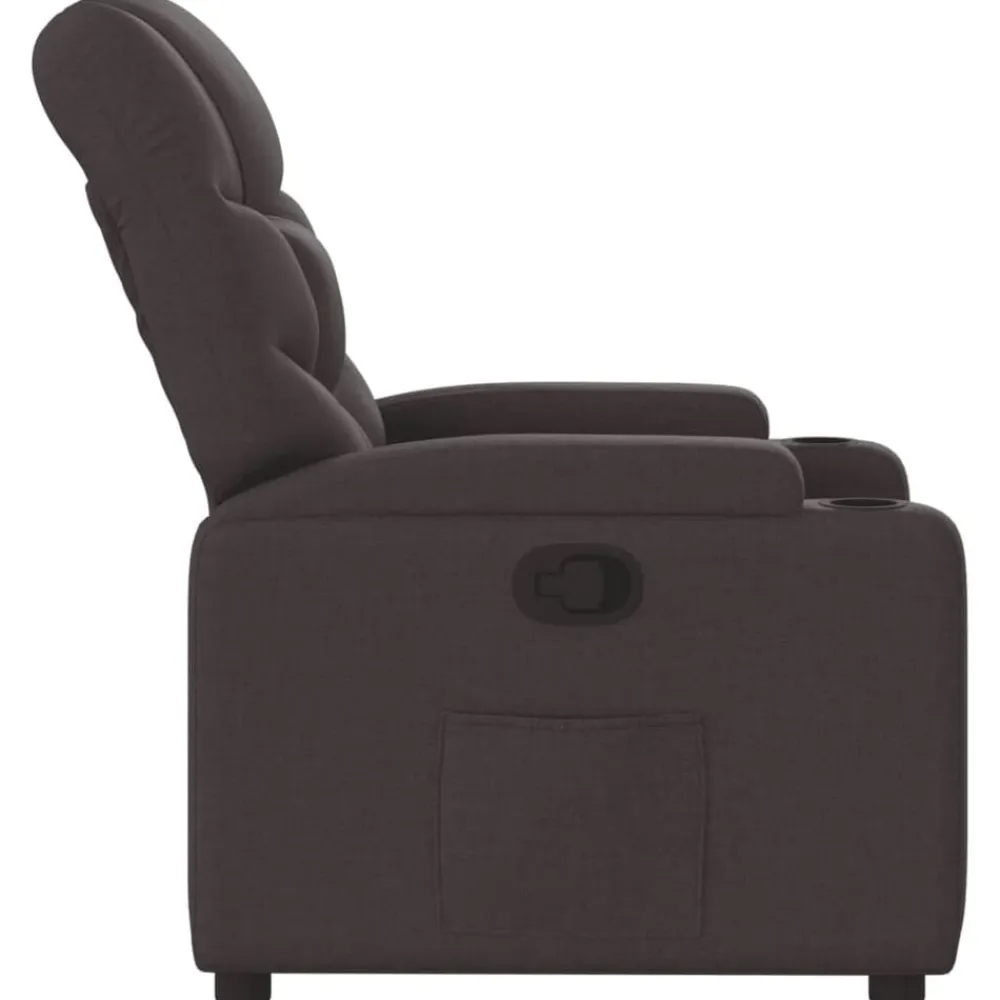 vidaXL Sillón reclinable de tela marrón oscuro Marrón oscuro Discount