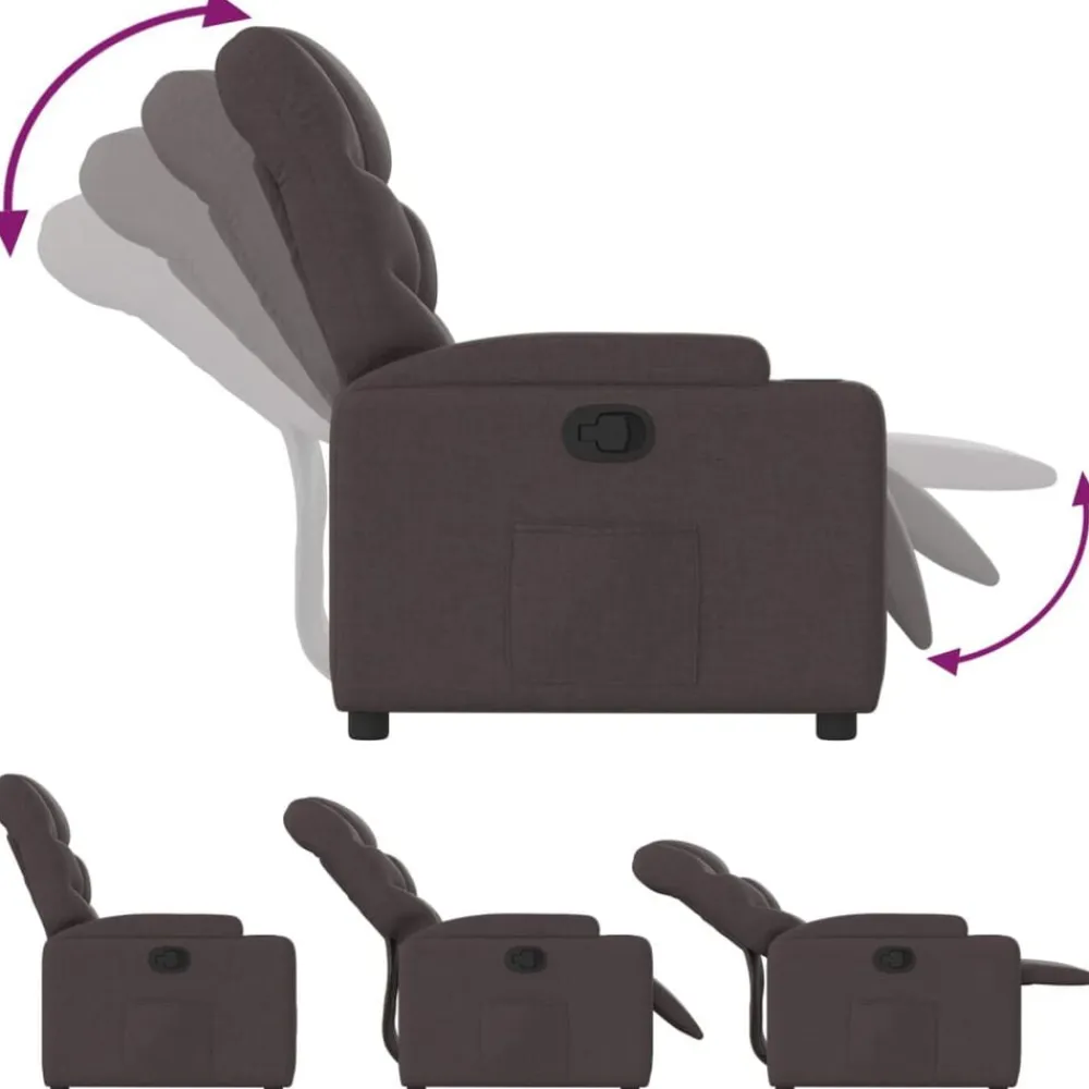 vidaXL Sillón reclinable de tela marrón oscuro Marrón oscuro Discount