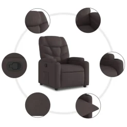 vidaXL Sillón reclinable de tela marrón oscuro Marrón oscuro Discount