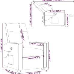 vidaXL Sillas-Sillón reclinable de masaje elevable tela