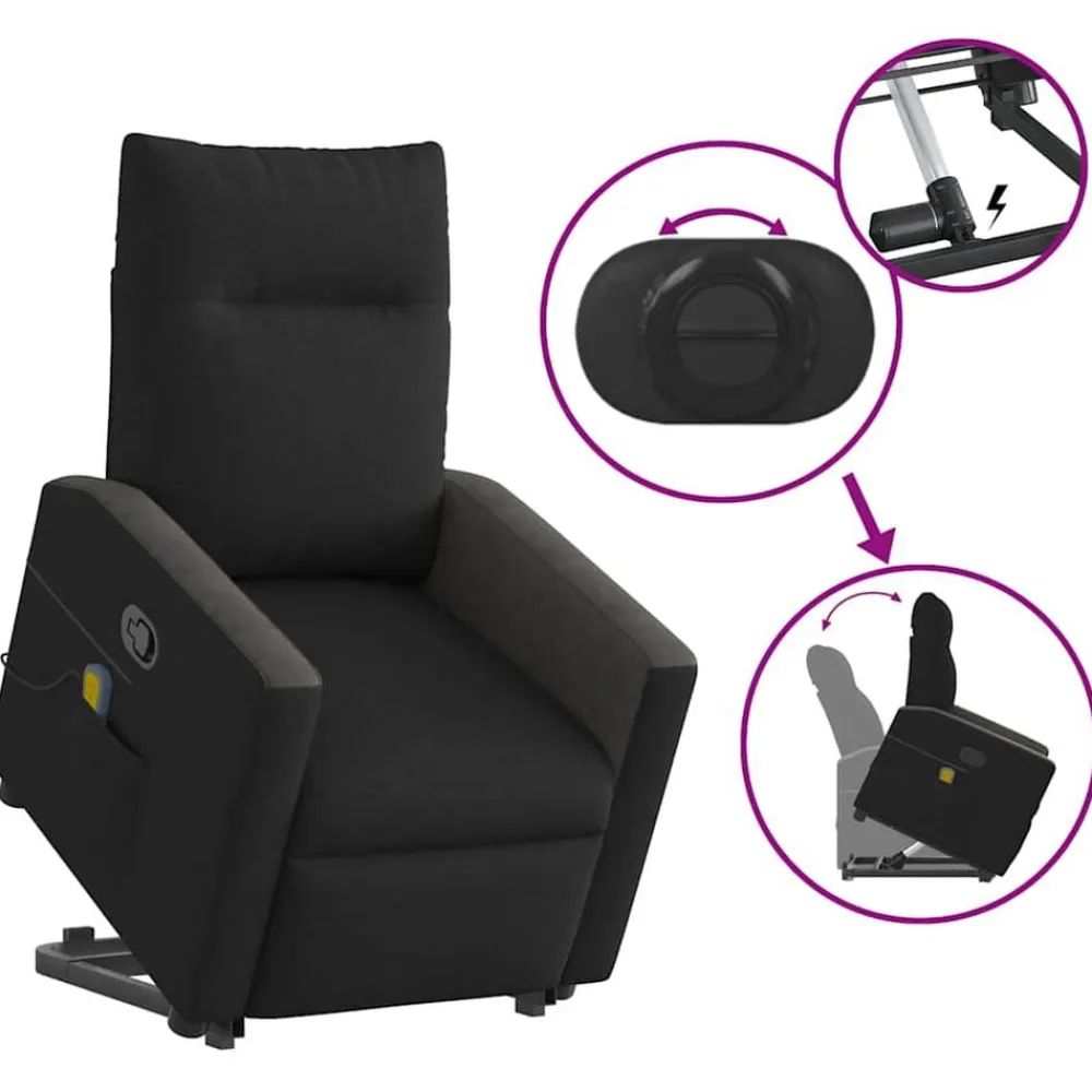 vidaXL Sillas-Sillón reclinable de masaje elevable tela