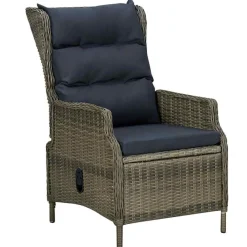 vidaXL Sillón reclinable de jardín con cojines ratán sintético marrón Marrón Discount