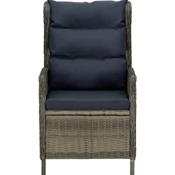 vidaXL Sillón reclinable de jardín con cojines ratán sintético marrón Marr&oacute;n Discount
