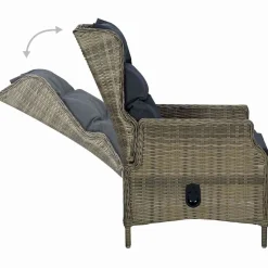 vidaXL Sillón reclinable de jardín con cojines ratán sintético marrón Marr&oacute;n Discount