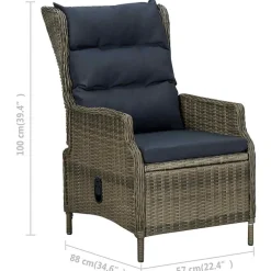 vidaXL Sillón reclinable de jardín con cojines ratán sintético marrón Marr&oacute;n Discount