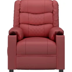 vidaXL Sillas-Sillón reclinable de cuero sintético rojo tinto