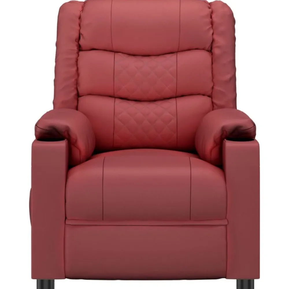 vidaXL Sillas-Sillón reclinable de cuero sintético rojo tinto