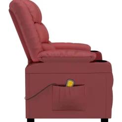 vidaXL Sillas-Sillón reclinable de cuero sintético rojo tinto
