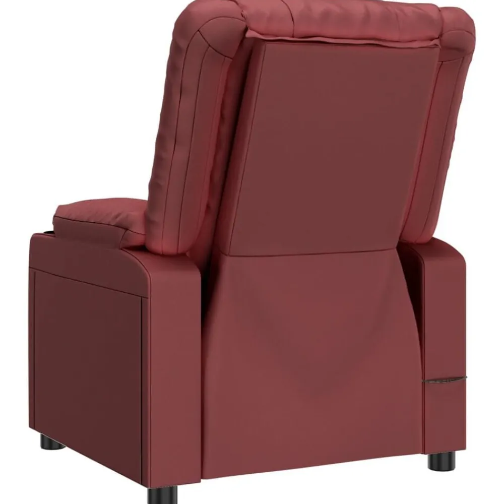 vidaXL Sillas-Sillón reclinable de cuero sintético rojo tinto