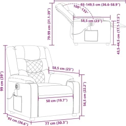 vidaXL Sillón reclinable de masaje eléctrico tela Verde oscuro Outlet