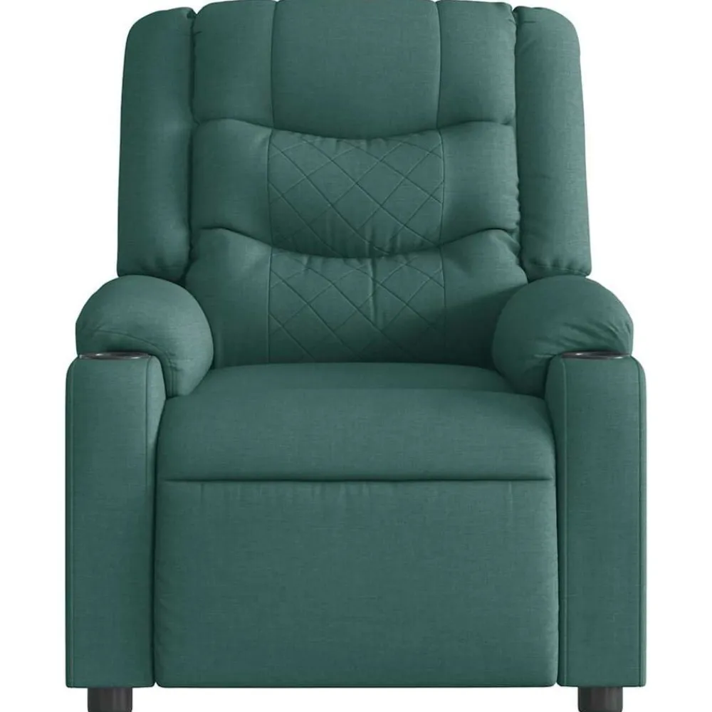 vidaXL Sillón reclinable de masaje eléctrico tela Verde oscuro Outlet