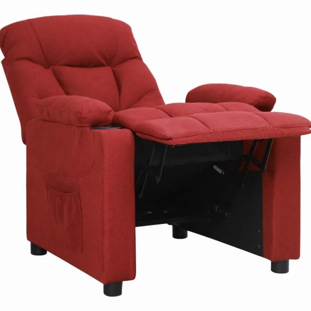 vidaXL Sillón reclinable de tela rojo tinto Rojo vino tinto