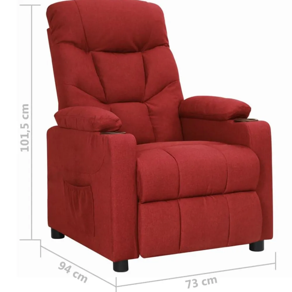 vidaXL Sillón reclinable de tela rojo tinto Rojo vino tinto