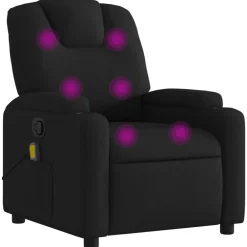 vidaXL Sillón reclinable de masaje de tela negra Negro Hot
