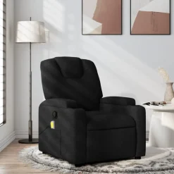 vidaXL Sillón reclinable de masaje de tela negra Negro Hot
