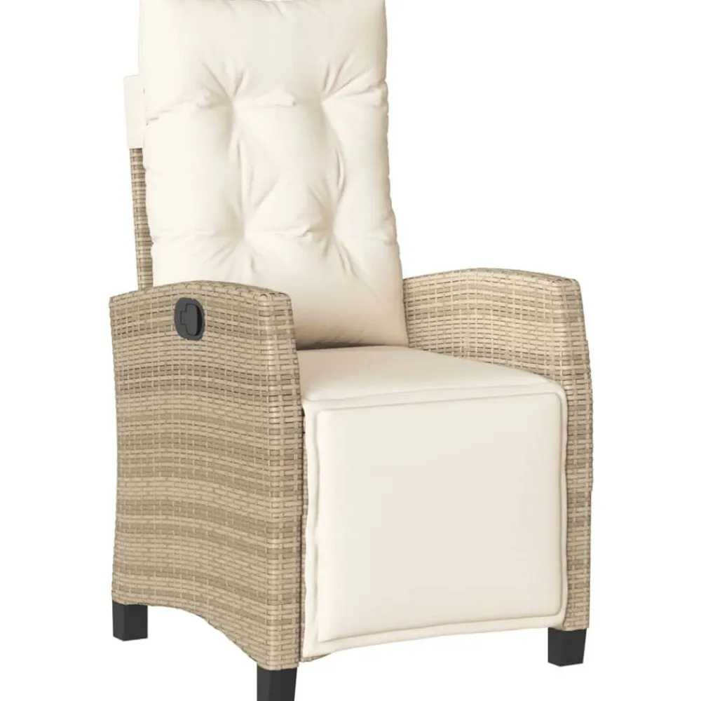 vidaXL Muebles De Jardín-Sillón reclinable de jardín con reposapiés ratán PE