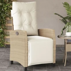 vidaXL Muebles De Jardín-Sillón reclinable de jardín con reposapiés ratán PE