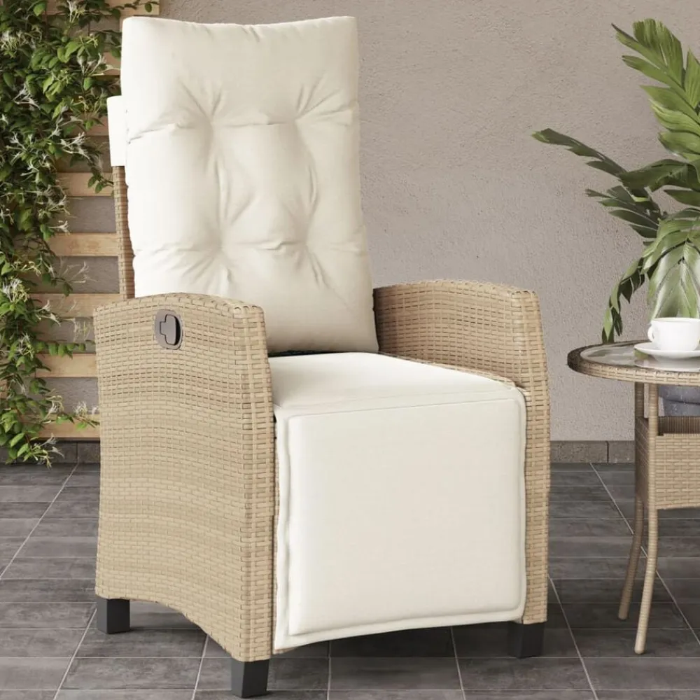 vidaXL Muebles De Jardín-Sillón reclinable de jardín con reposapiés ratán PE