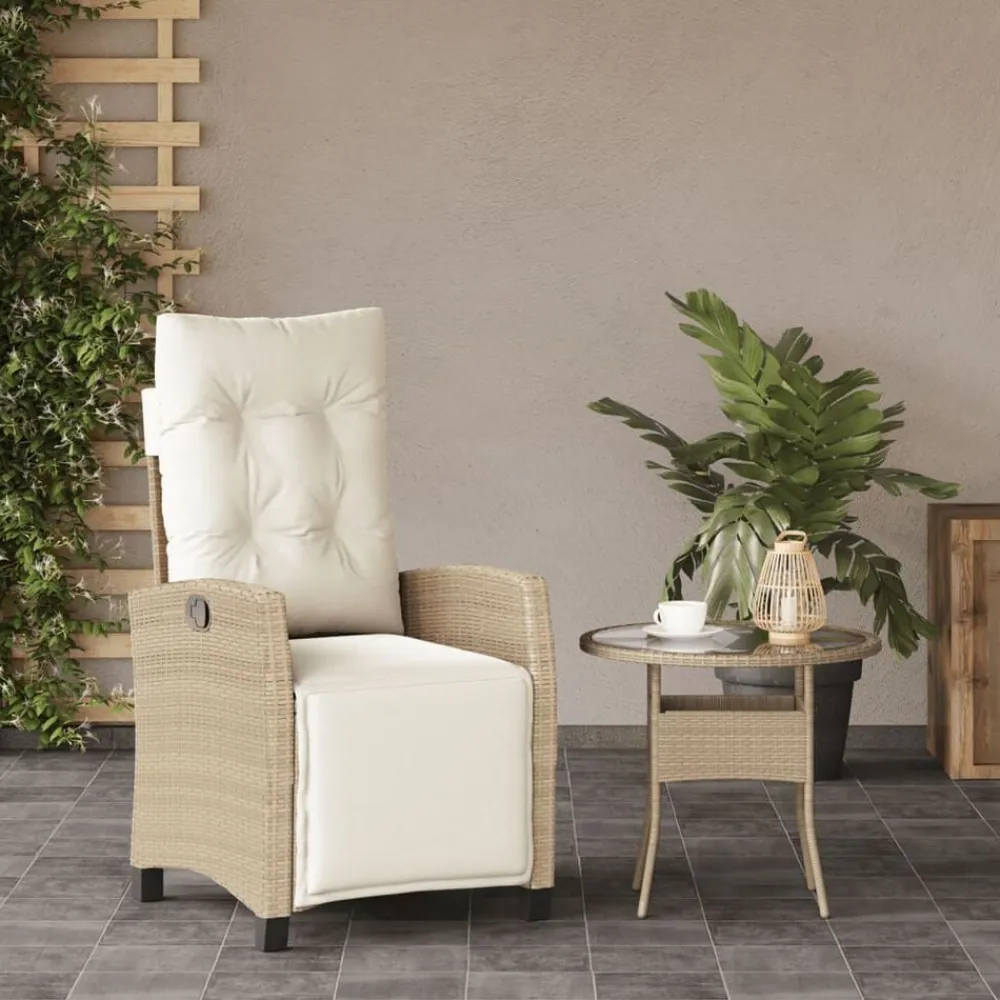 vidaXL Muebles De Jardín-Sillón reclinable de jardín con reposapiés ratán PE