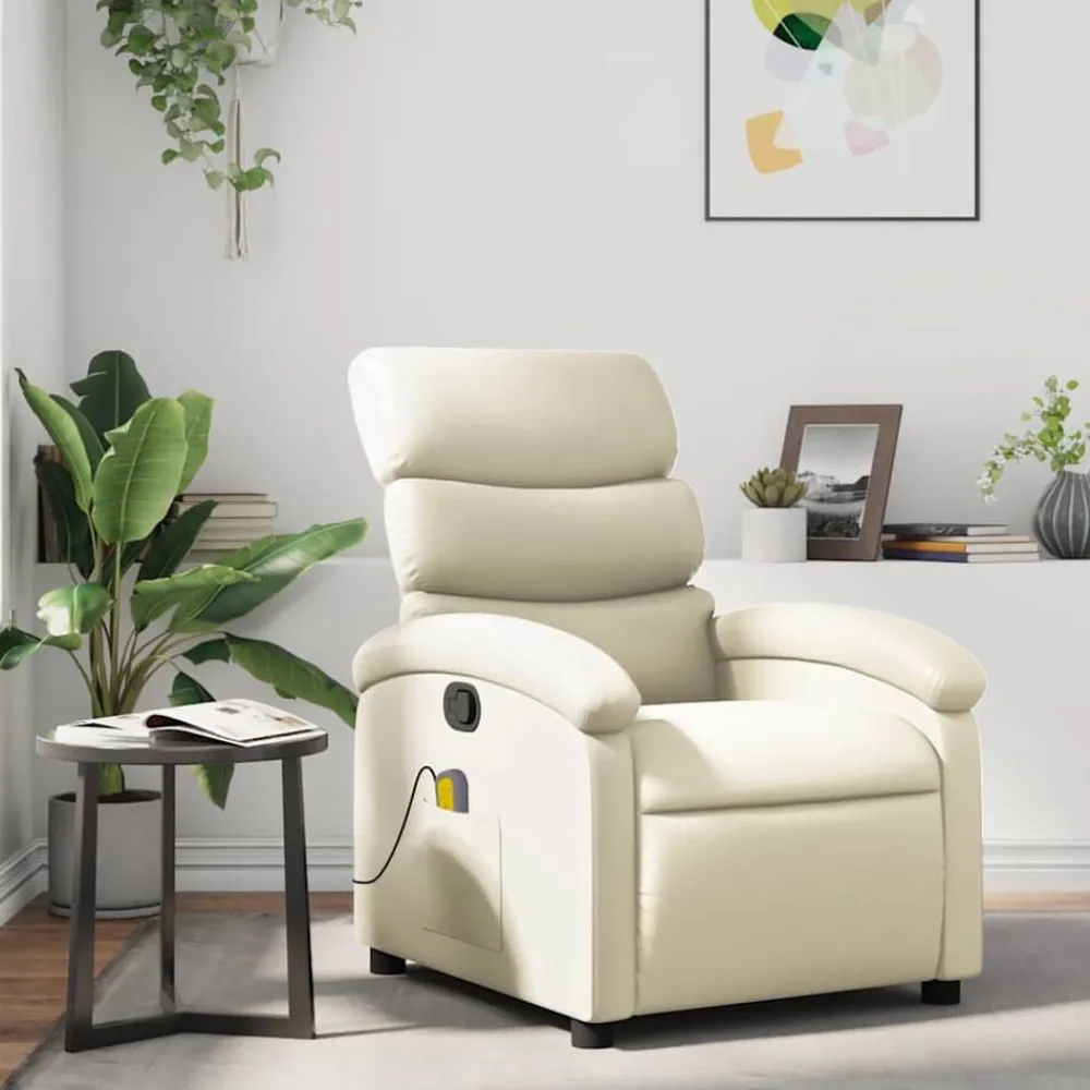 vidaXL Sillas-Sillón reclinable de masaje cuero sintético