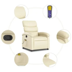 vidaXL Sillas-Sillón reclinable de masaje cuero sintético