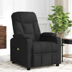 vidaXL Sillón reclinable de tela Negro New