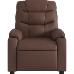 vidaXL Sillas-Sillón reclinable de cuero sintético marrón