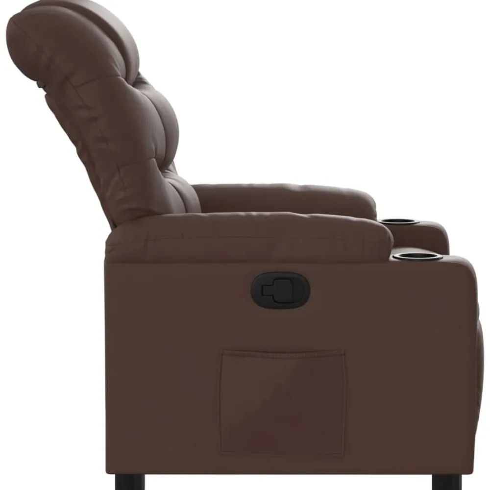 vidaXL Sillas-Sillón reclinable de cuero sintético marrón