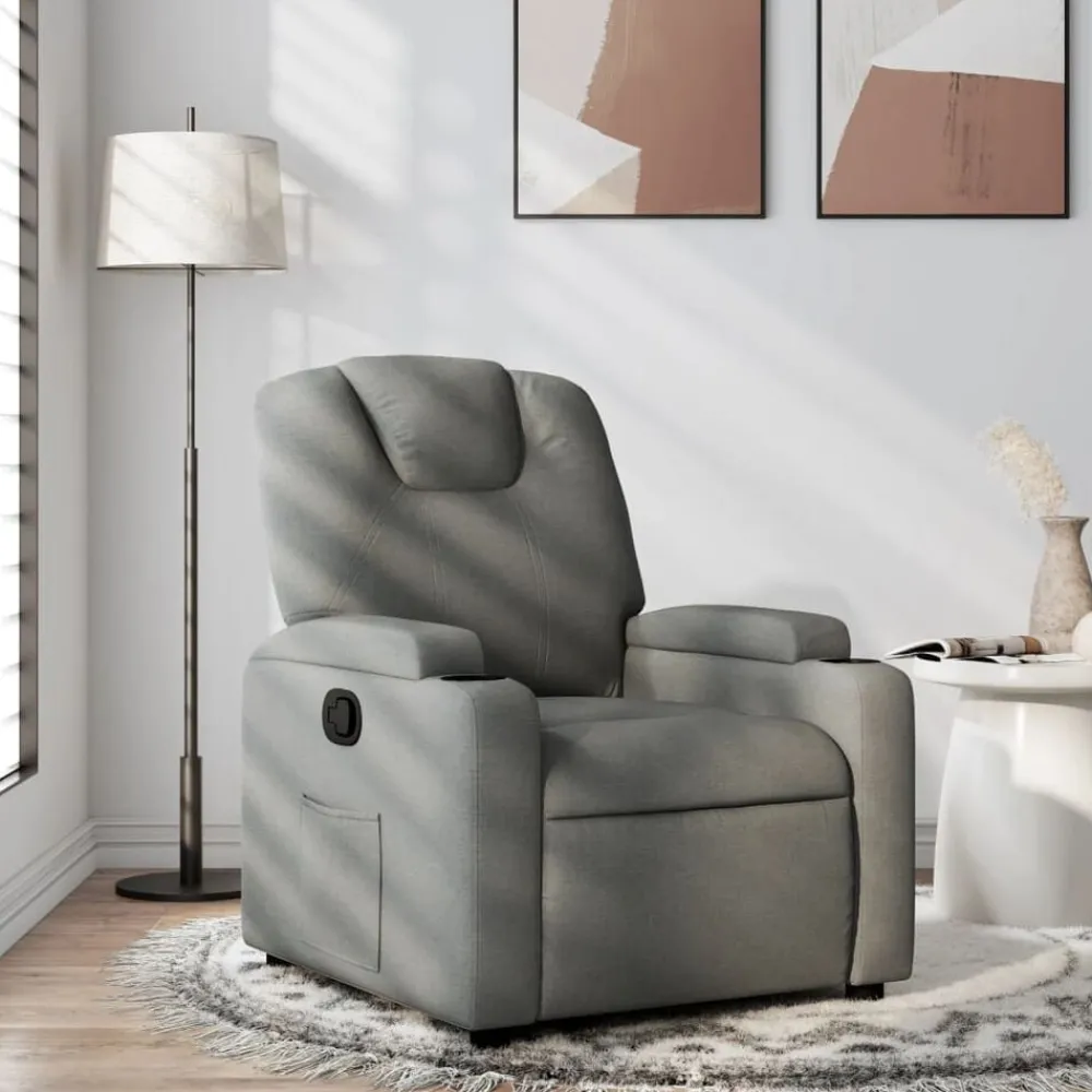 vidaXL Sillón reclinable de tela Gris oscuro Online