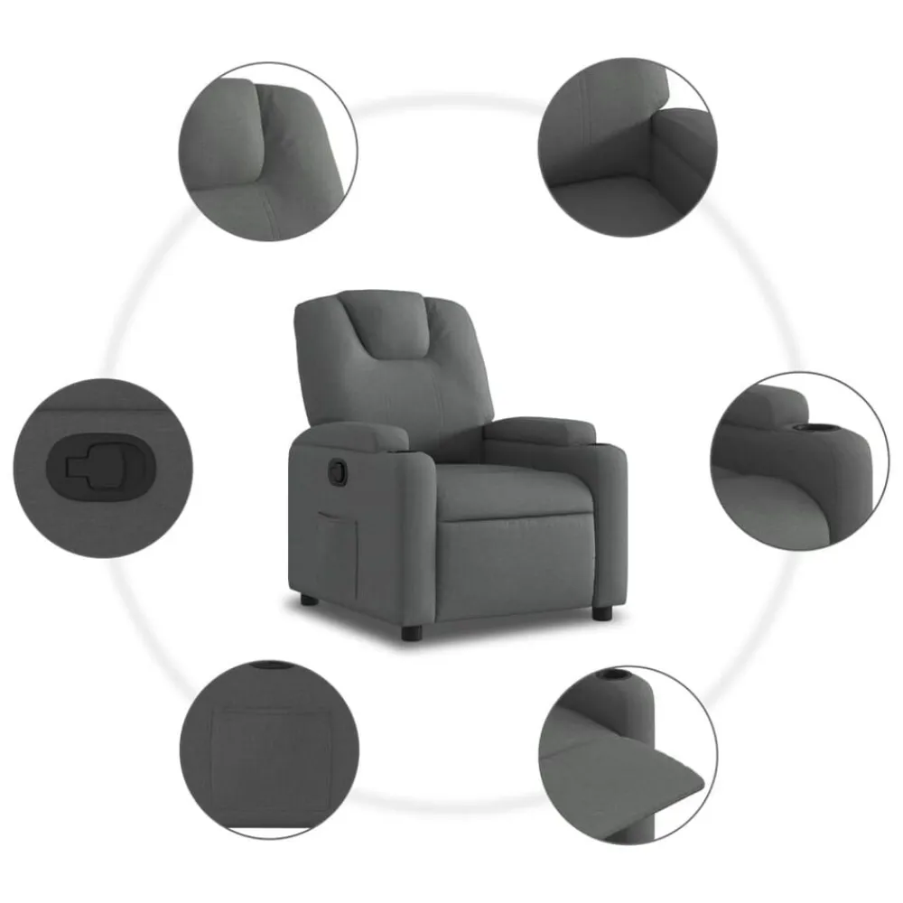 vidaXL Sillón reclinable de tela Gris oscuro Online