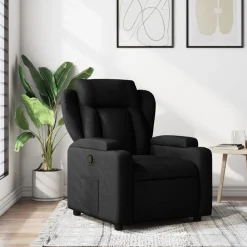 vidaXL Sillón reclinable de tela Negro