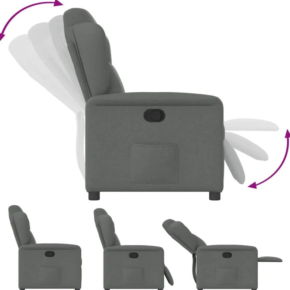 vidaXL Sillón reclinable de tela Gris oscuro Online