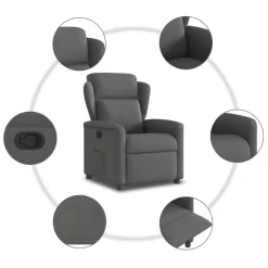 vidaXL Sillón reclinable de tela Gris oscuro Online