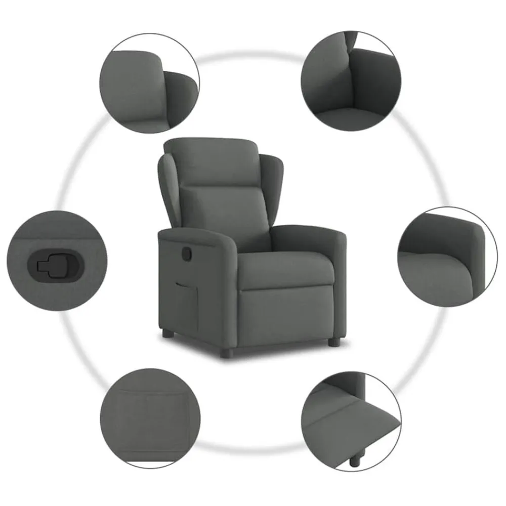 vidaXL Sillón reclinable de tela Gris oscuro Online