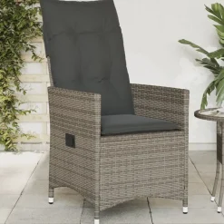 vidaXL Sillón reclinable de jardín con cojines ratán sintético Gris Online
