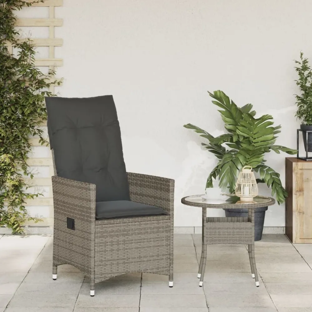 vidaXL Sillón reclinable de jardín con cojines ratán sintético Gris Online