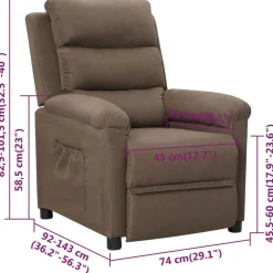 vidaXL Sillón reclinable de tela gris taupe Taupé Clearance