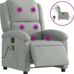 vidaXL Sillas-Sillón reclinable de masaje eléctrico terciopelo
