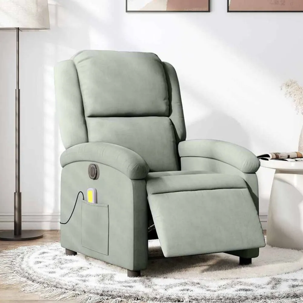 vidaXL Sillas-Sillón reclinable de masaje eléctrico terciopelo