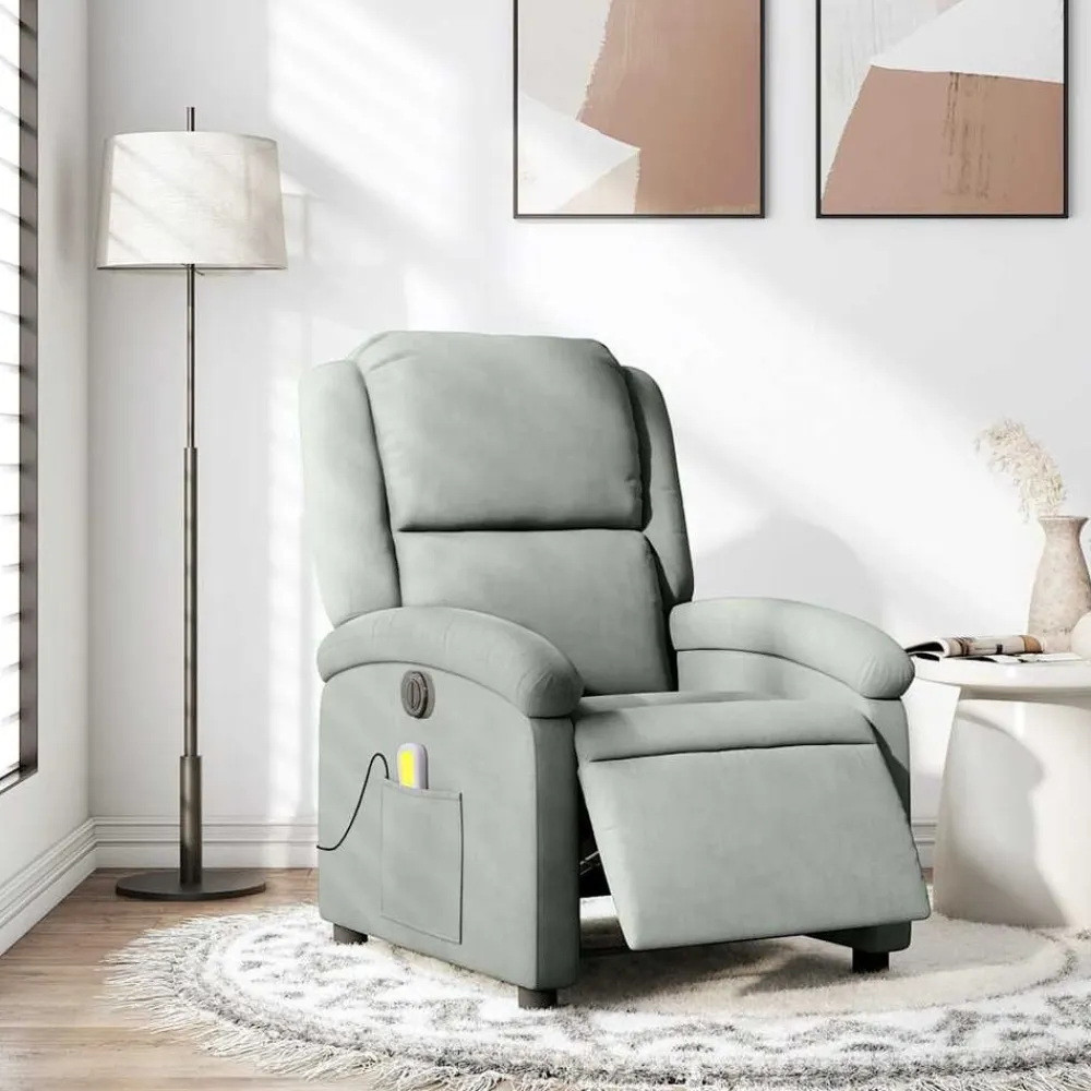 vidaXL Sillas-Sillón reclinable de masaje eléctrico terciopelo