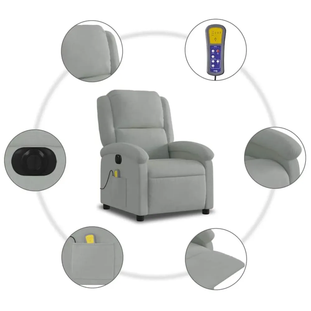 vidaXL Sillas-Sillón reclinable de masaje eléctrico terciopelo