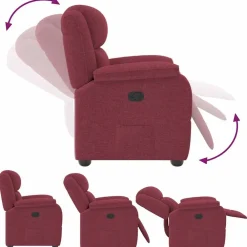 vidaXL Sillón reclinable de tela rojo tinto Rojo vino tinto Outlet