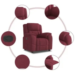 vidaXL Sillón reclinable de tela rojo tinto Rojo vino tinto Outlet