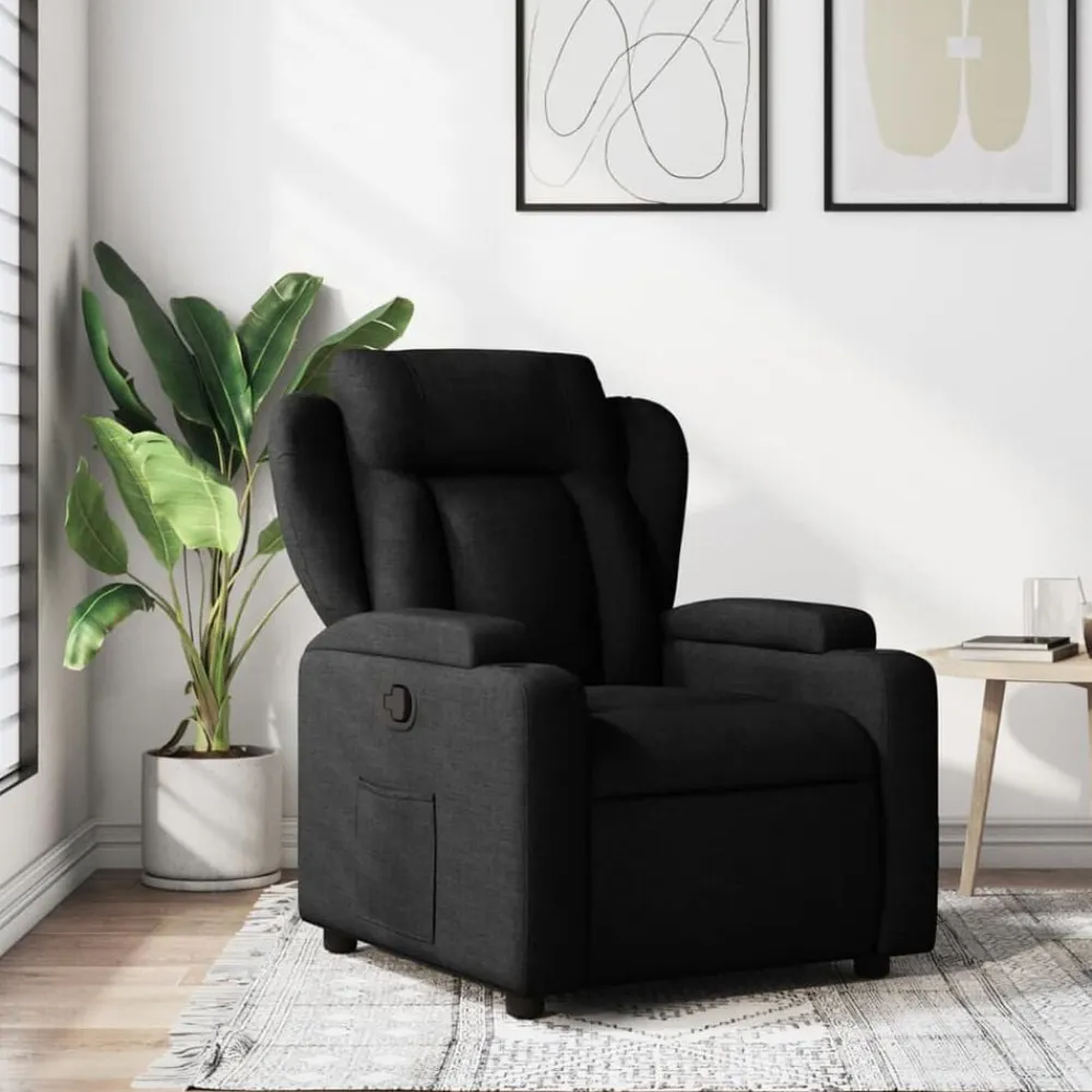 vidaXL Sillón reclinable de tela negra Negro Online