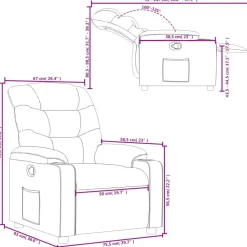 vidaXL Sillón reclinable de cuero sintético Crema Clearance