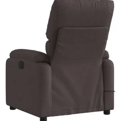 vidaXL Sillas-Sillón reclinable de masaje eléctrico tela marrón oscuro