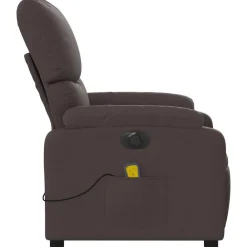 vidaXL Sillas-Sillón reclinable de masaje eléctrico tela marrón oscuro