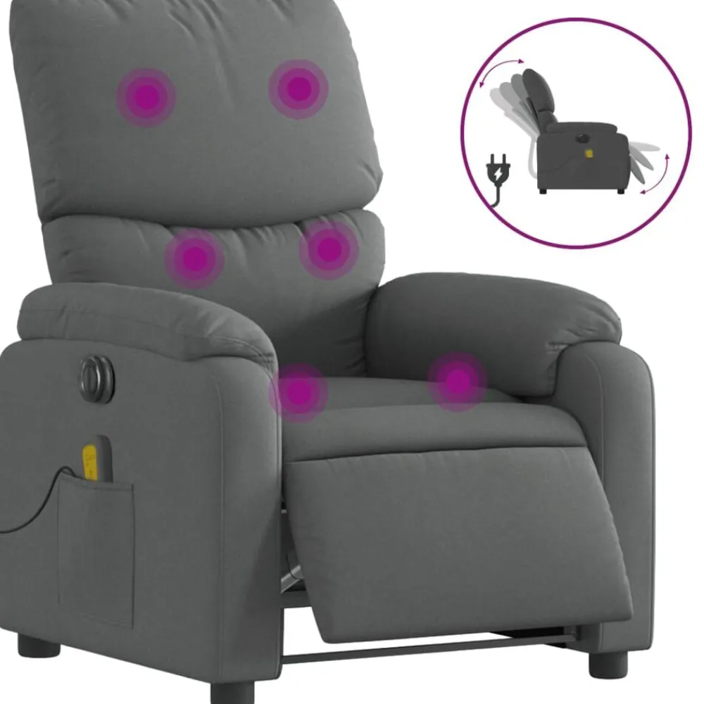 vidaXL Sillas-Sillón reclinable de masaje eléctrico tela